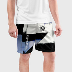Шорты спортивные мужские Volkswagen логотип, цвет: 3D-принт — фото 2