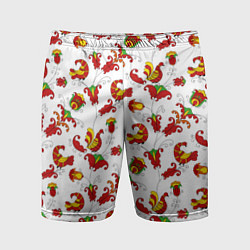 Шорты спортивные мужские Русский народный орнамент в стиле росписей Северно, цвет: 3D-принт