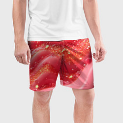 Шорты спортивные мужские Розовая волнистая блестящая текстура, цвет: 3D-принт — фото 2