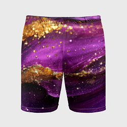 Мужские спортивные шорты Золотистая фиолетовая текстура