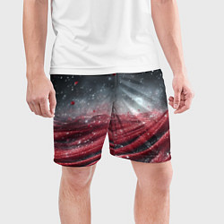 Шорты спортивные мужские Красно-черная текстура с блестками, цвет: 3D-принт — фото 2