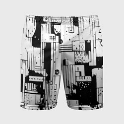 Мужские спортивные шорты Чёрно-белый светлая абстракция