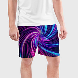 Шорты спортивные мужские Неоновый вихрь из светящихся линий, цвет: 3D-принт — фото 2