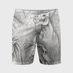 Шорты спортивные мужские Черепа лошадей - эскиз, цвет: 3D-принт