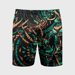 Шорты спортивные мужские Японские драконы ирезуми, цвет: 3D-принт