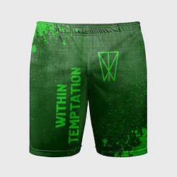 Шорты спортивные мужские Within Temptation - green gradient вертикально, цвет: 3D-принт