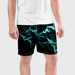 Шорты спортивные мужские Lightning light blue glow, цвет: 3D-принт — фото 2