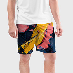 Шорты спортивные мужские Мазки акриловой краски, цвет: 3D-принт — фото 2