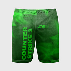 Шорты спортивные мужские Counter Strike 2 - green gradient вертикально, цвет: 3D-принт