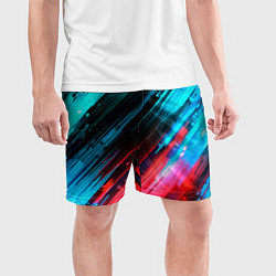 Шорты спортивные мужские Синяя и красная краска на черном, цвет: 3D-принт — фото 2