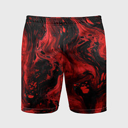 Шорты спортивные мужские Красно-черные разводы краски - абстрактный узор, цвет: 3D-принт