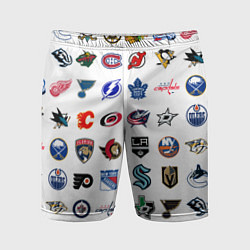 Шорты спортивные мужские Команды НХЛ на белом фоне, цвет: 3D-принт