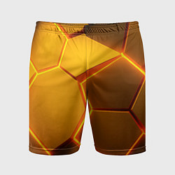 Мужские спортивные шорты Желтые неоновые соты - текстура