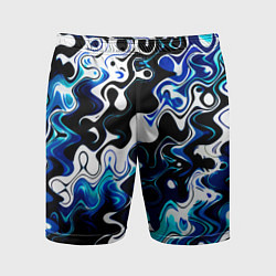 Шорты спортивные мужские Абстракция разлитые краски чёрно-сине-белый, цвет: 3D-принт