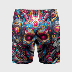 Шорты спортивные мужские Art cyber skull - ai art fantasy, цвет: 3D-принт