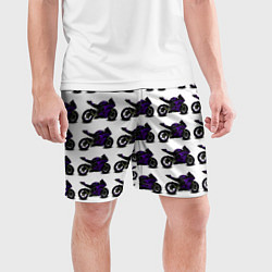 Шорты спортивные мужские The motorcycle is dark purple, цвет: 3D-принт — фото 2