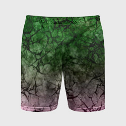 Мужские спортивные шорты Абстракция - green pink gradient in black web