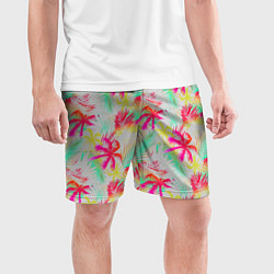Шорты спортивные мужские Palm yellow pink, цвет: 3D-принт — фото 2