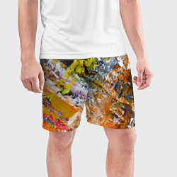 Шорты спортивные мужские Живая Абстракция: Поток Цветов и Форм в Постоянном, цвет: 3D-принт — фото 2