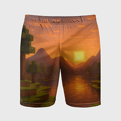 Шорты спортивные мужские Закат - Minecraft, цвет: 3D-принт