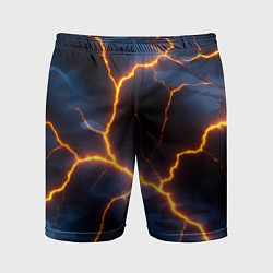 Шорты спортивные мужские Молния на камуфляжной текстуре, цвет: 3D-принт