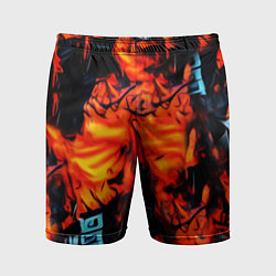 Шорты спортивные мужские Абстрактная текстура рыжего пламени, цвет: 3D-принт