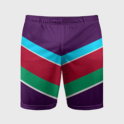 Шорты спортивные мужские Фиолетовый с полосами, цвет: 3D-принт