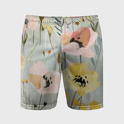 Шорты спортивные мужские Цветы и цветочки, цвет: 3D-принт