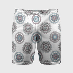 Шорты спортивные мужские Круглый разноцветный узор мандала, цвет: 3D-принт