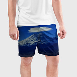 Шорты спортивные мужские Эльбрус с облаками, цвет: 3D-принт — фото 2