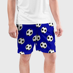Шорты спортивные мужские Футбольные мячи на синем, цвет: 3D-принт — фото 2