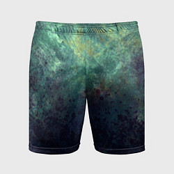 Мужские спортивные шорты Абстракция - dark purple splashes on emerald color