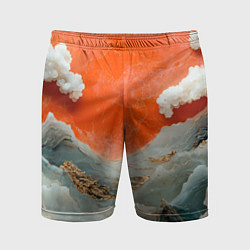 Шорты спортивные мужские Японский пейзаж абстракция, цвет: 3D-принт