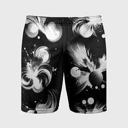 Шорты спортивные мужские Чёрно-белый абстрактный паттерн, цвет: 3D-принт