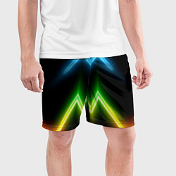 Шорты спортивные мужские Neon multicolored lines, цвет: 3D-принт — фото 2