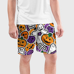 Шорты спортивные мужские Улыбки хэллоуина, цвет: 3D-принт — фото 2