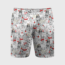 Мужские спортивные шорты Новогодние котики