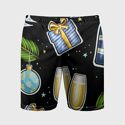 Шорты спортивные мужские Новогодний вайб, цвет: 3D-принт