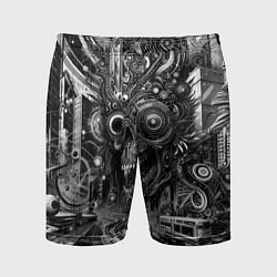 Мужские спортивные шорты Cyber urban skull - ai art fantasy