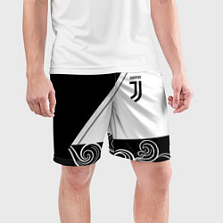 Шорты спортивные мужские Ювентус геометрия полосы текстура, цвет: 3D-принт — фото 2