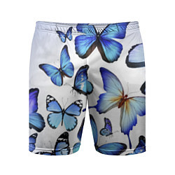 Шорты спортивные мужские Голубые бабочки, цвет: 3D-принт