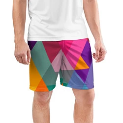 Шорты спортивные мужские Разноцветные полигоны, цвет: 3D-принт — фото 2