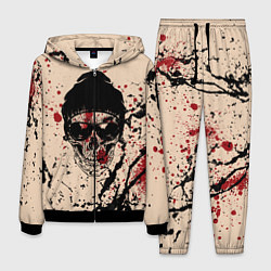 Костюм мужской Череп Хипстер Брызги Краски, цвет: 3D-черный