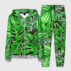 Костюм мужской Тропические листья на темном фоне, цвет: 3D-меланж