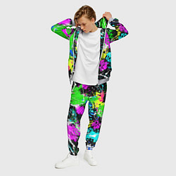 Костюм мужской Разноцветные пятна краски на черном фоне, цвет: 3D-меланж — фото 2