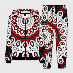 Костюм мужской Красно-черный калейдоскоп мандала, цвет: 3D-черный