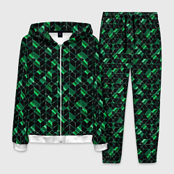 Костюм мужской Геометрический узор, зеленые фигуры на черном, цвет: 3D-белый