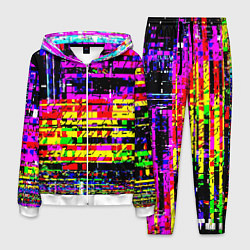 Костюм мужской Яркий пиксельный красочный глитч, цвет: 3D-белый