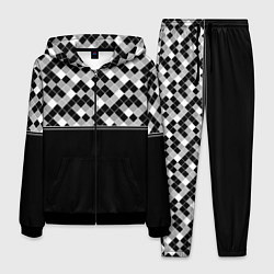 Костюм мужской Черно-белый геометрический узор, цвет: 3D-черный