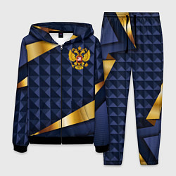 Костюм мужской Золотой герб России на объемном синим фоне, цвет: 3D-черный
